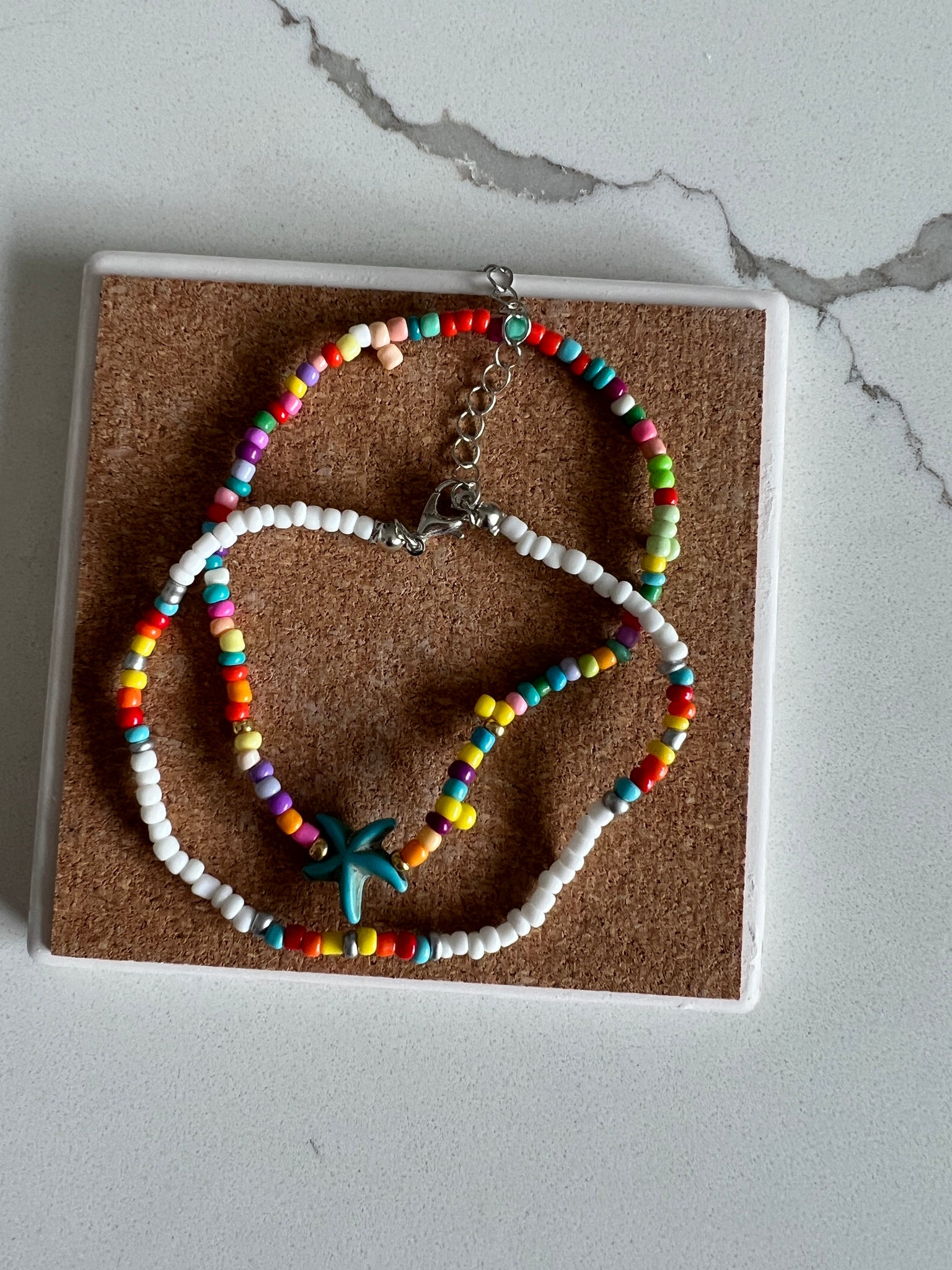 Colorful beaded anklet