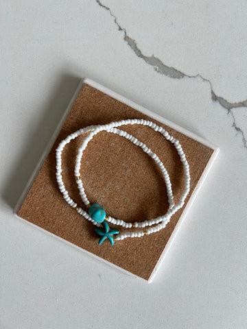 White beaded anklet