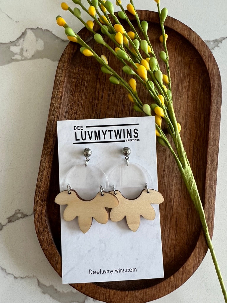 Clear Wooden Earrings