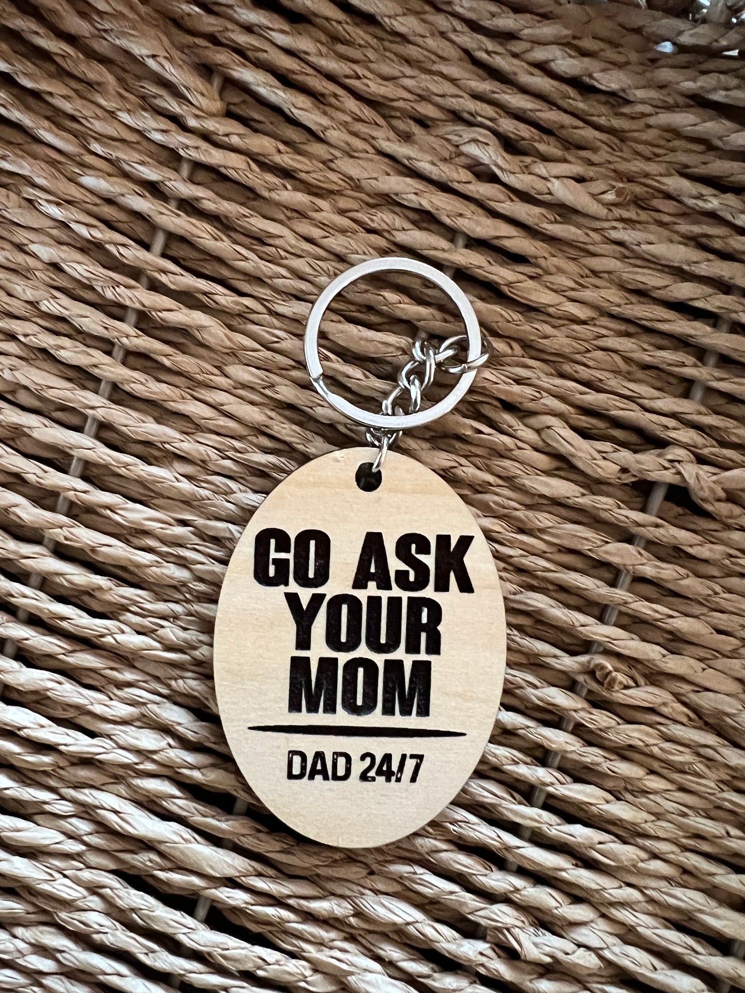 Ask Your Mom keychain