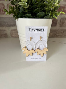 Chandelier Clear and Wood Earrings