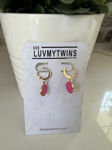 Hanging smiley face earrings Pink