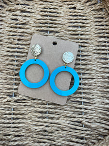 Gold and turquoise hanging earrings