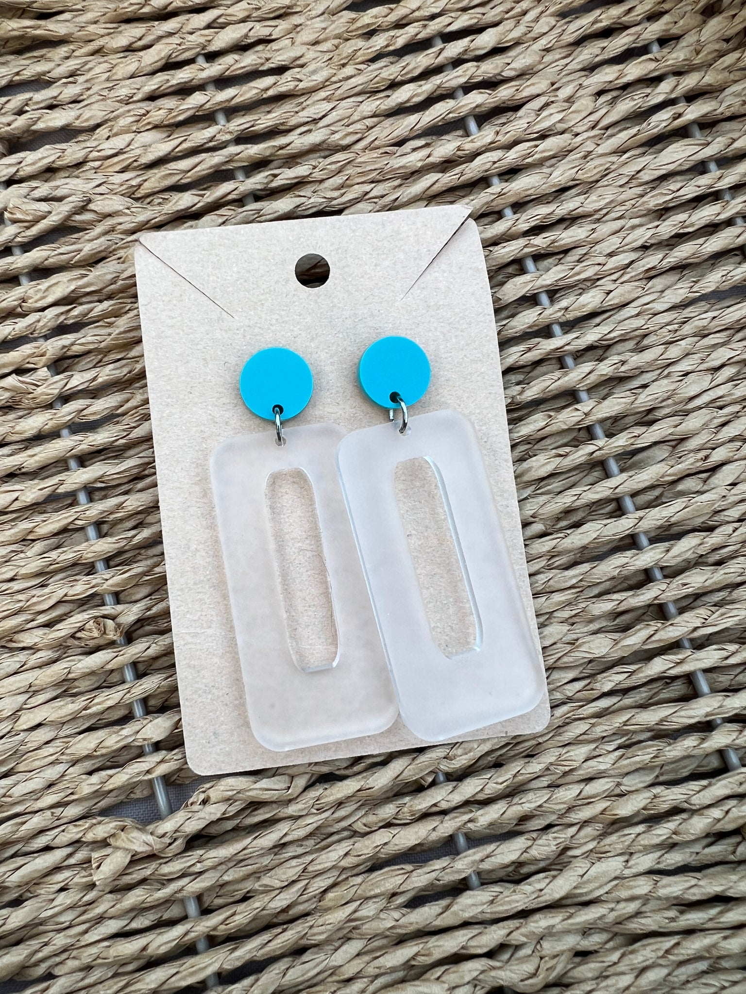 Clear and  turquoise hanging earrings