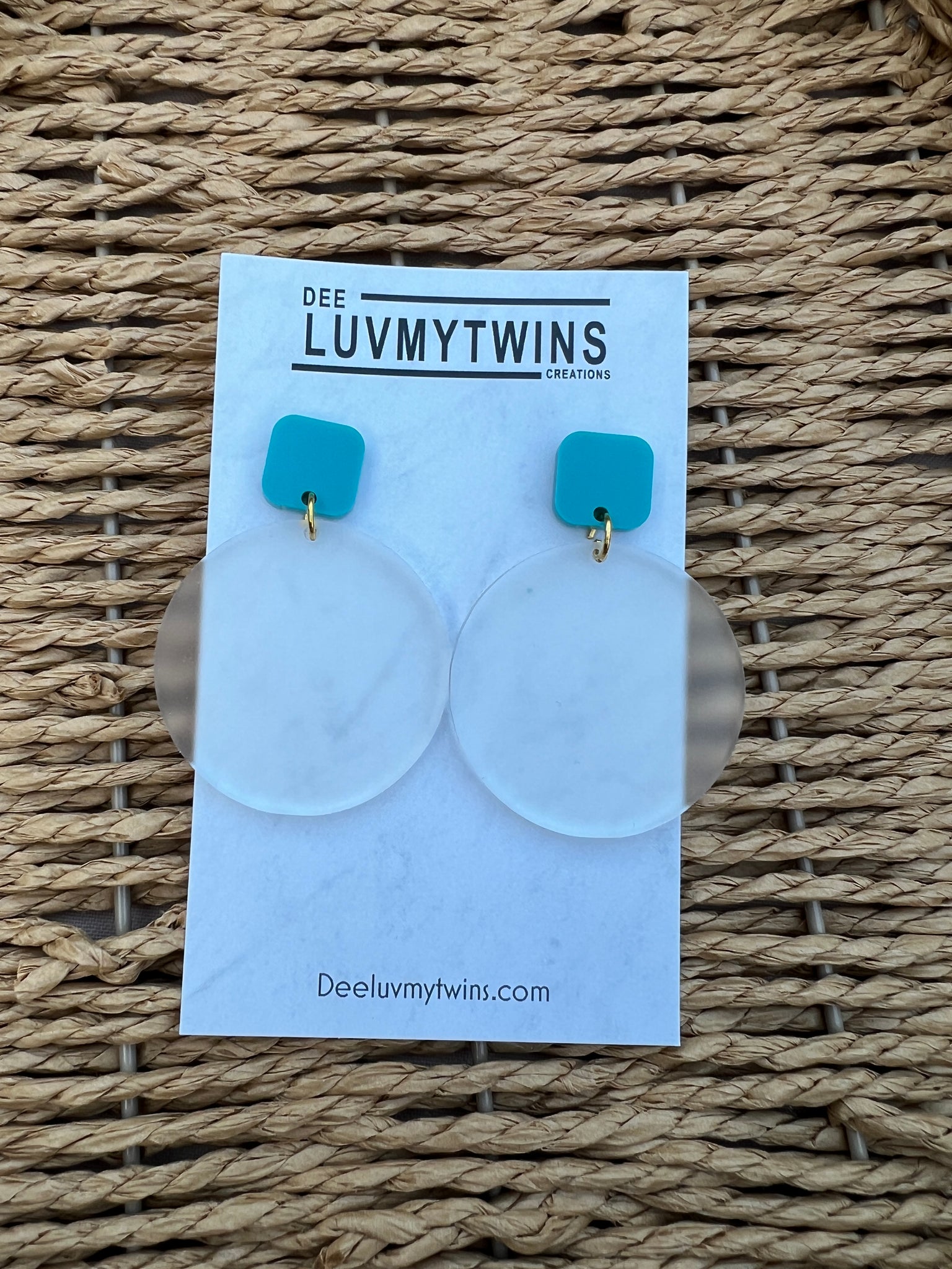 Clear and  turquoise hanging earrings