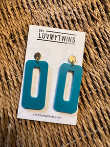 Teal and gold hanging earrings