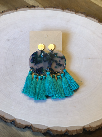 Teal Hanging Earrings