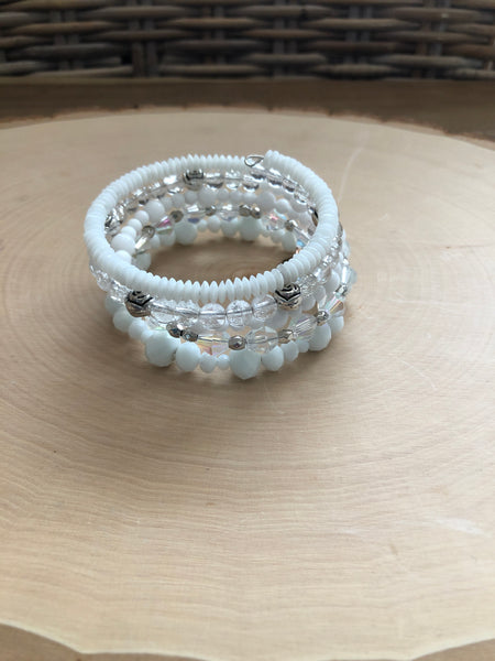 White Memory Wire Bracelet