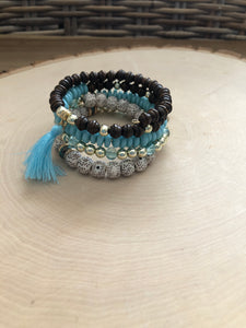 Blue and Brown Memory Wire Bracelet