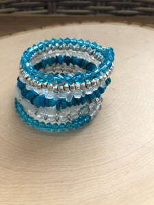 Blue and Clear  Memory Wire Bracelet