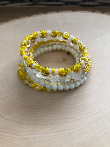 Yellow and White Memory Wire Bracelet