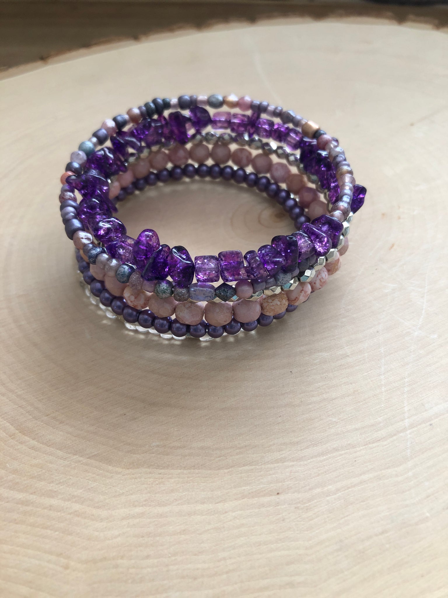 Purple Memory Wire Bracelet