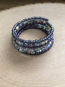 Purple and Silver Memory Wire Bracelet