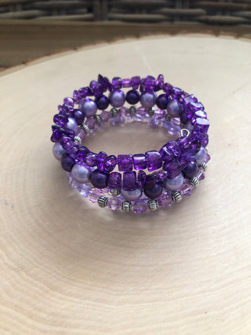 Purple Memory Wire Bracelet