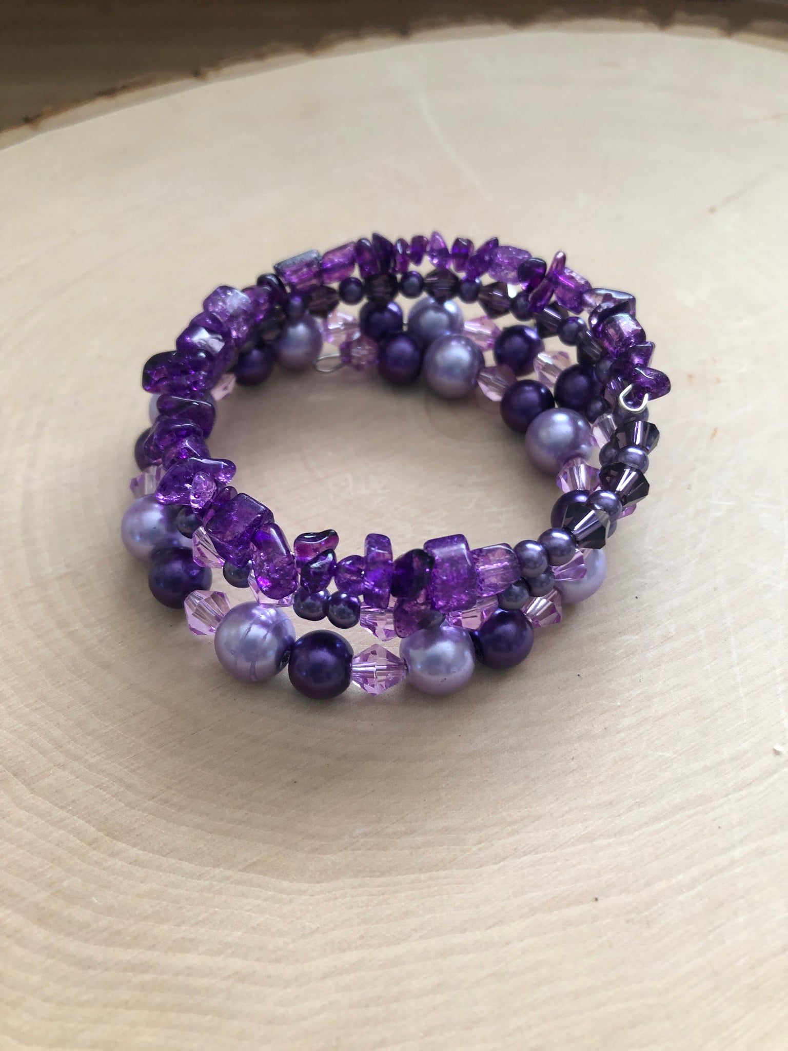 Purple Memory Wire Bracelet