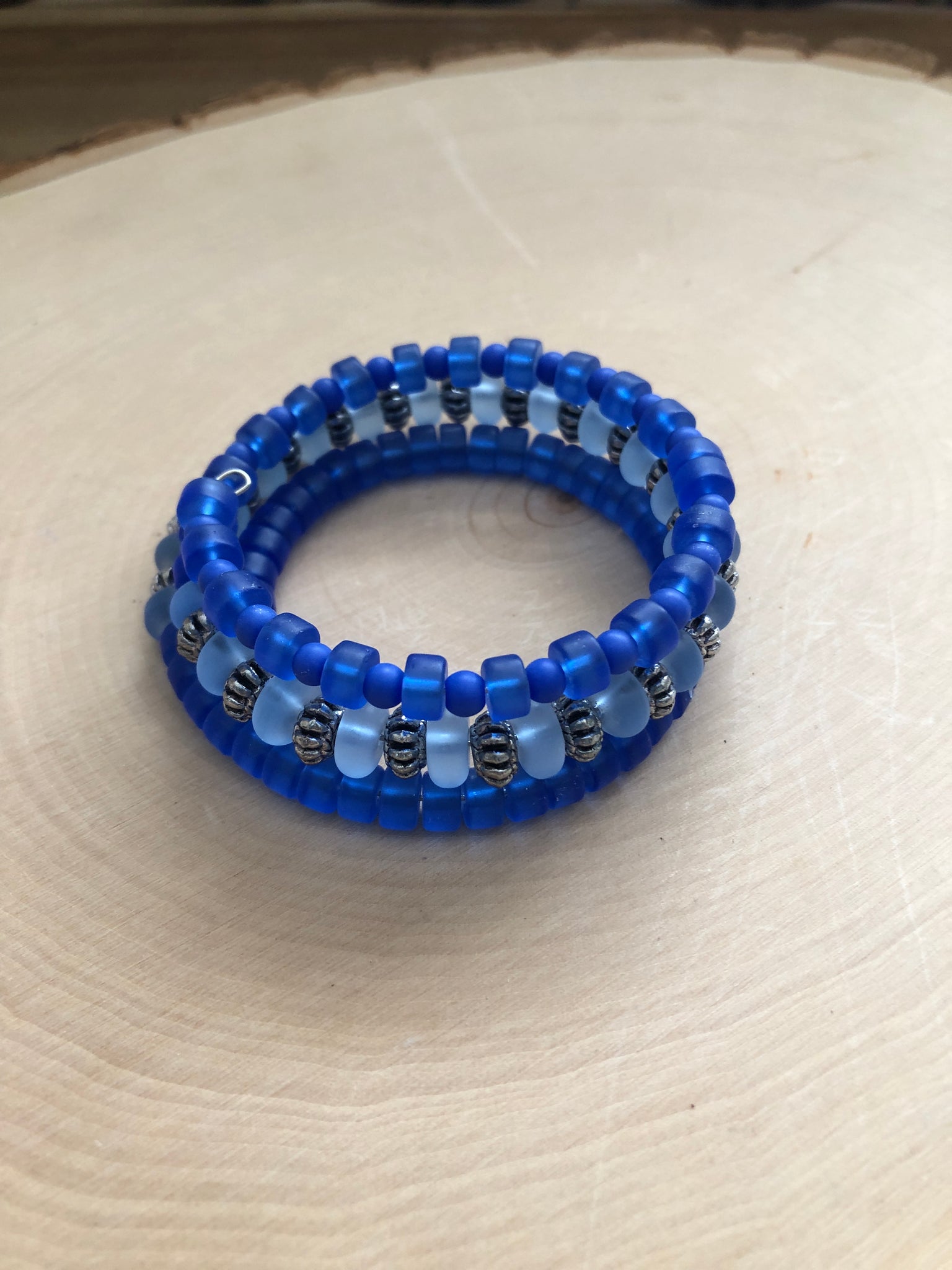 Blue Memory Wire Bracelet