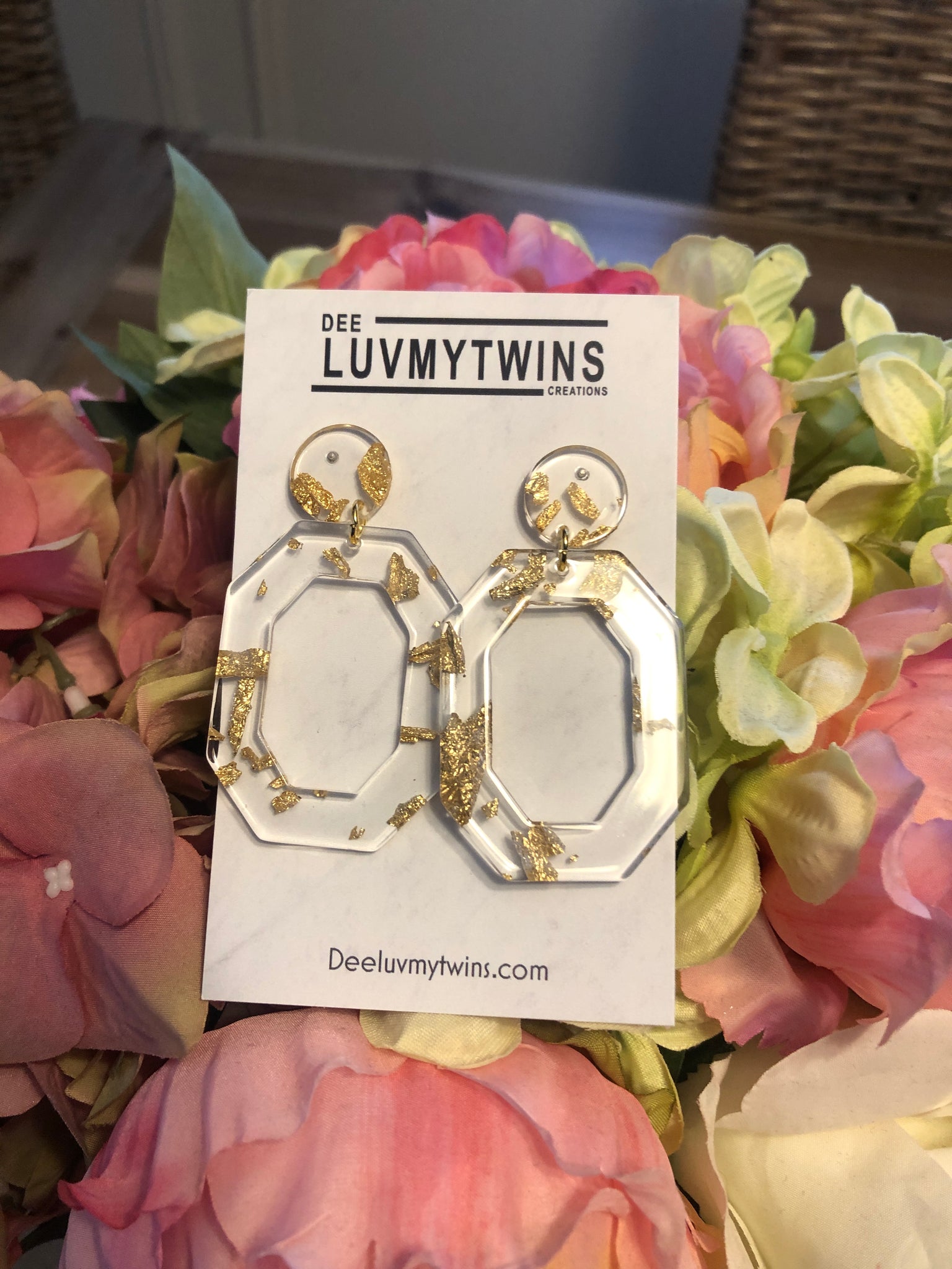 Clear and Gold Earrings