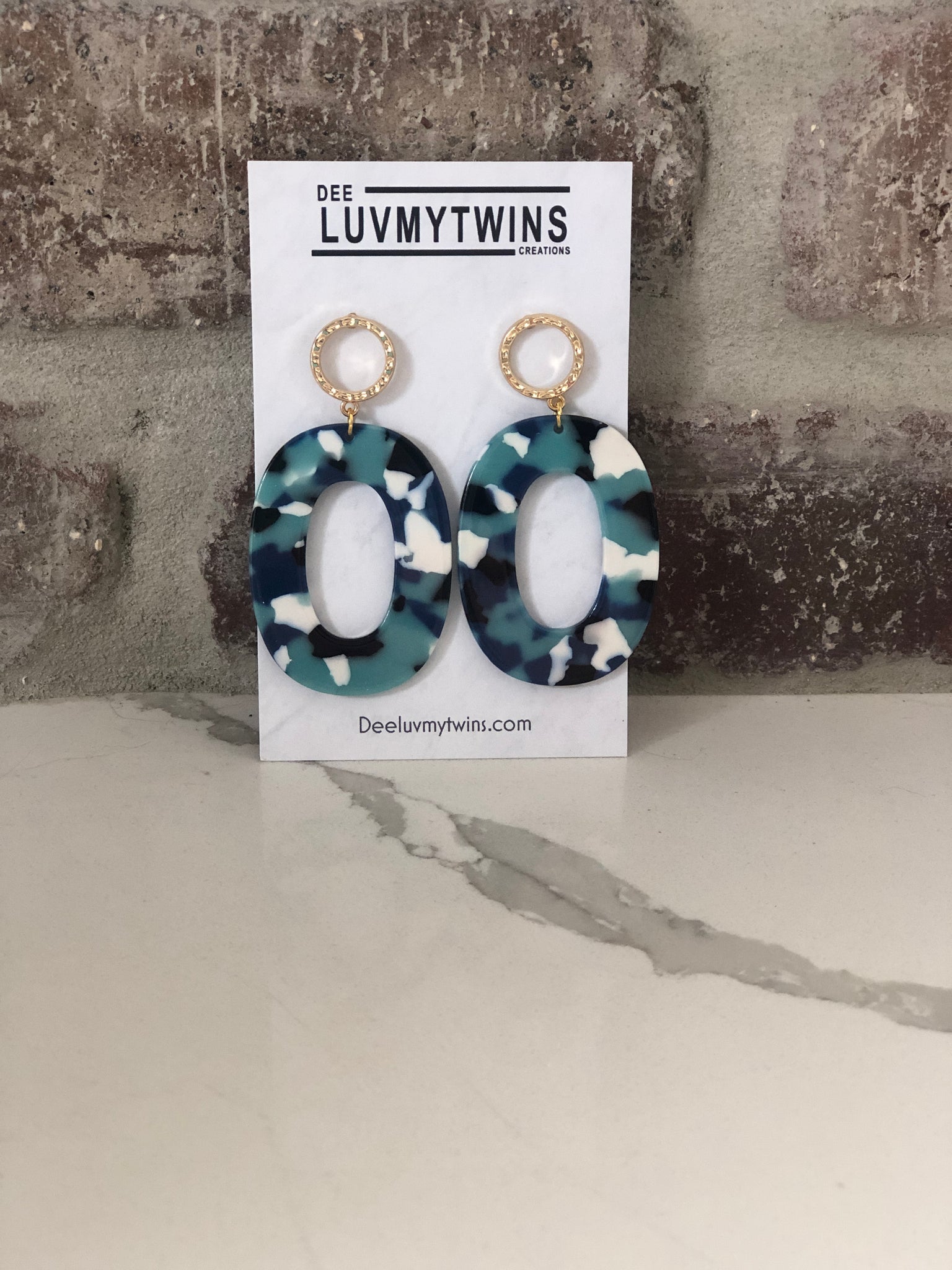 Blues Oval Hanging Earrings