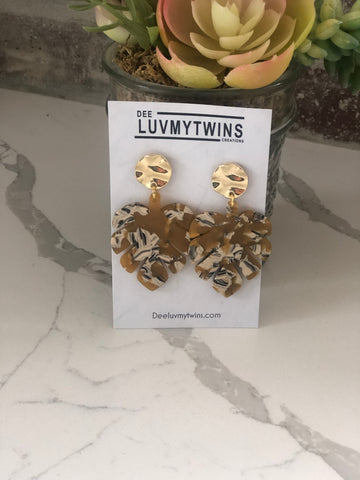 Butterscotch &Gold Monstera Earrings