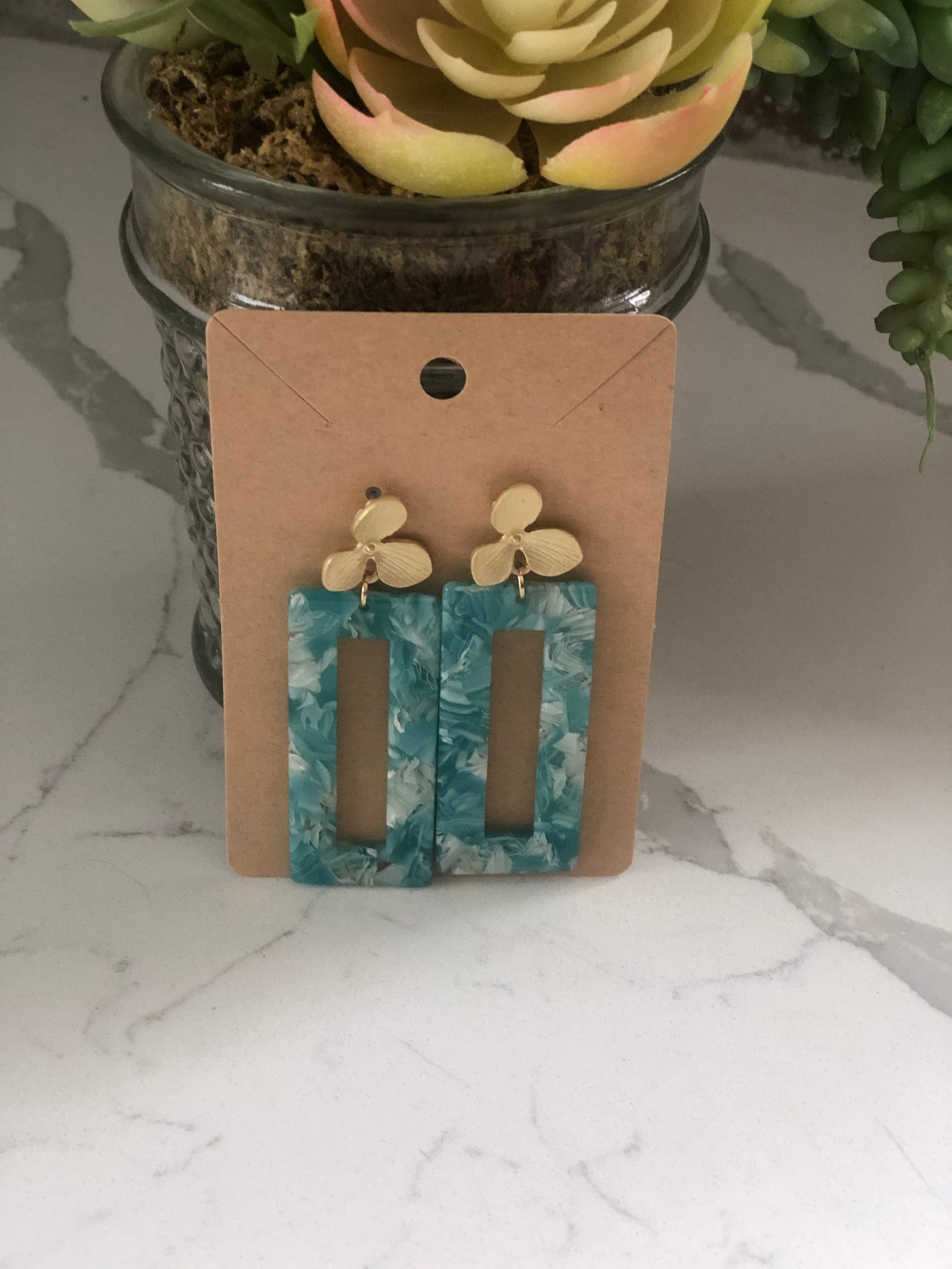 Gold & Blue Earrings