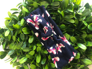 Pink Bows & Navy Turban Headband