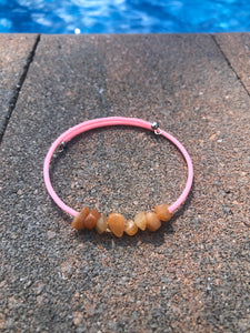 Peach and orange stone cuff bracelet