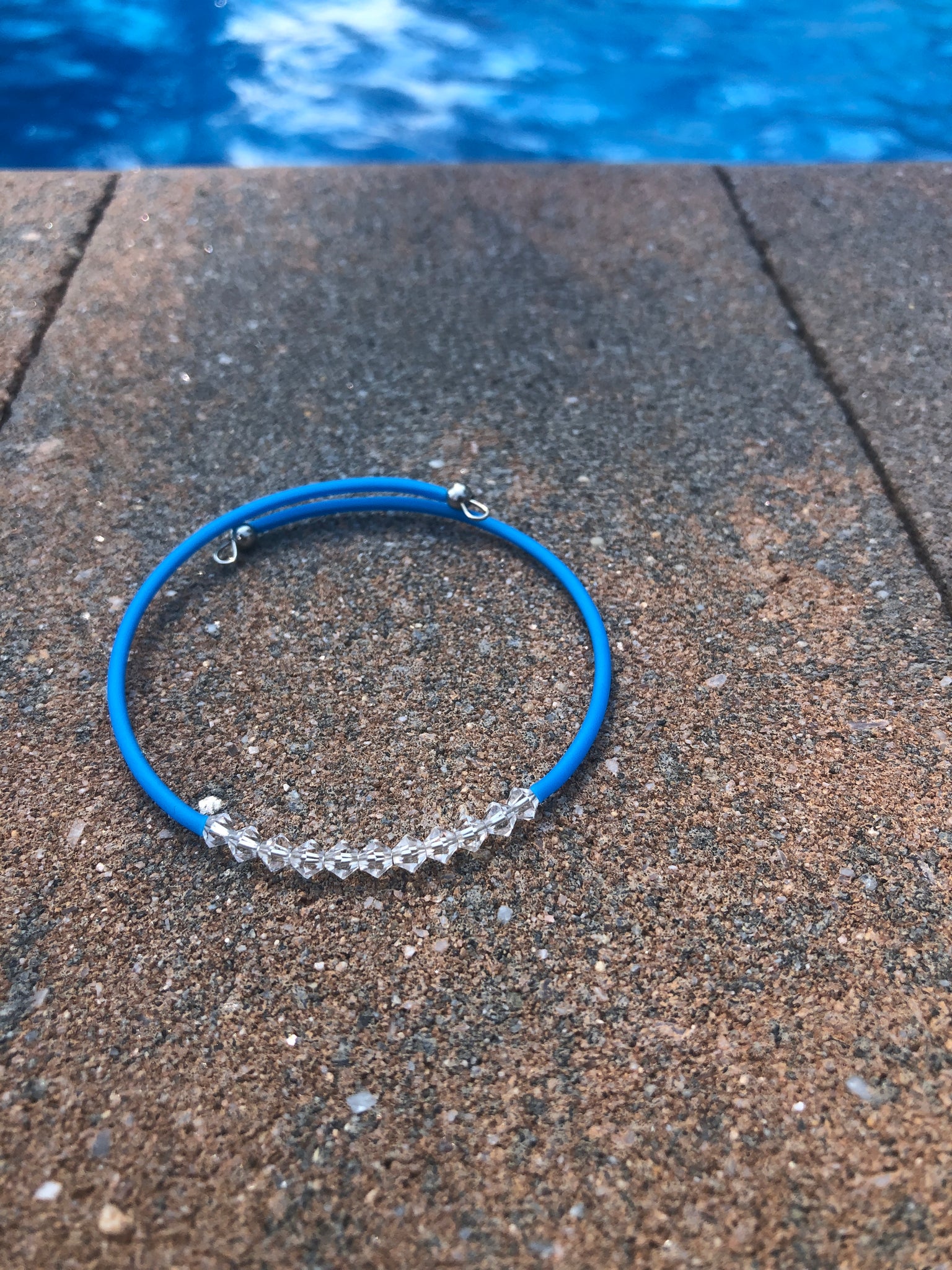 Blue and clear crystal cuff bracelet