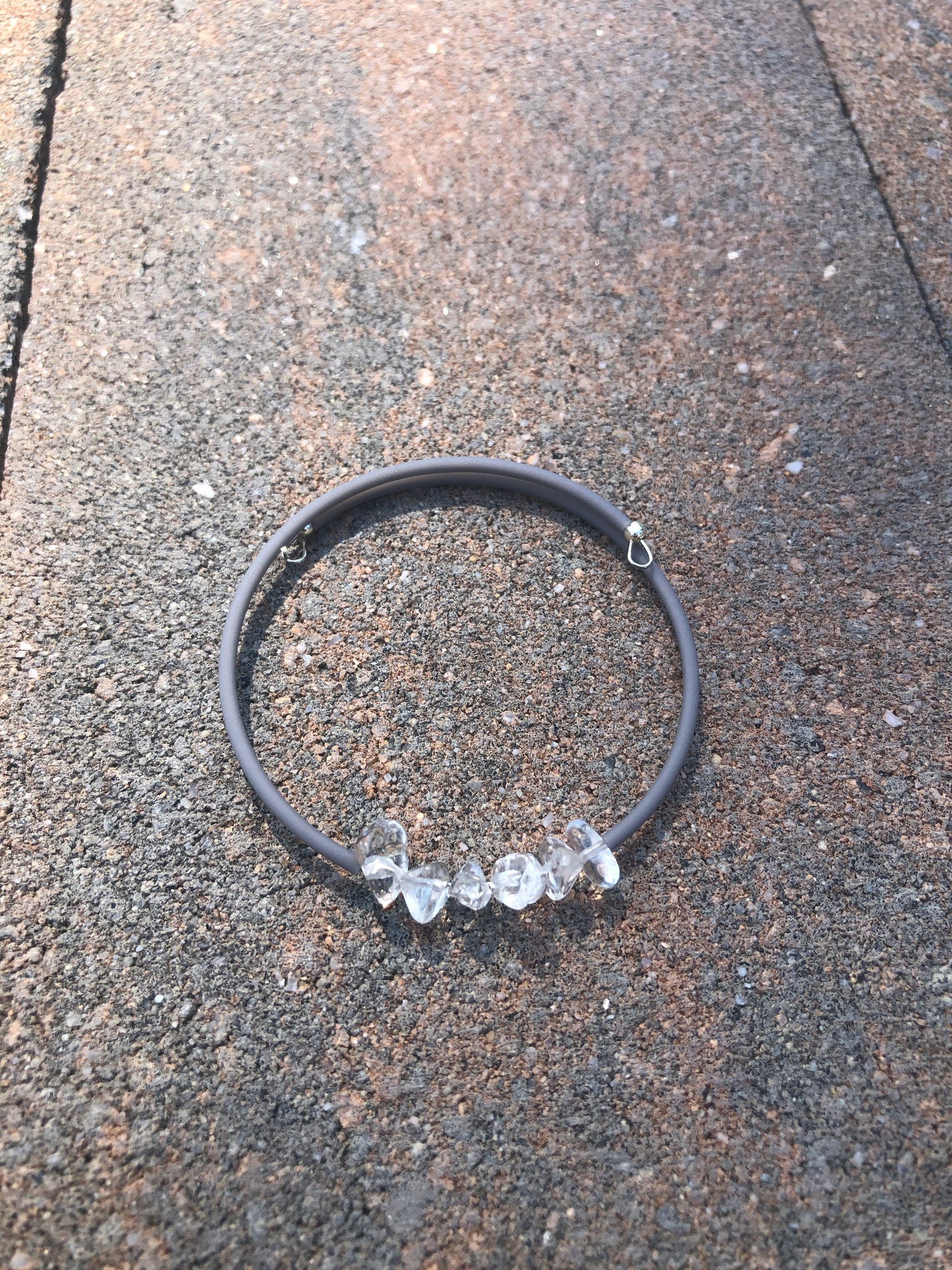 White quartz and grey cuff bracelet