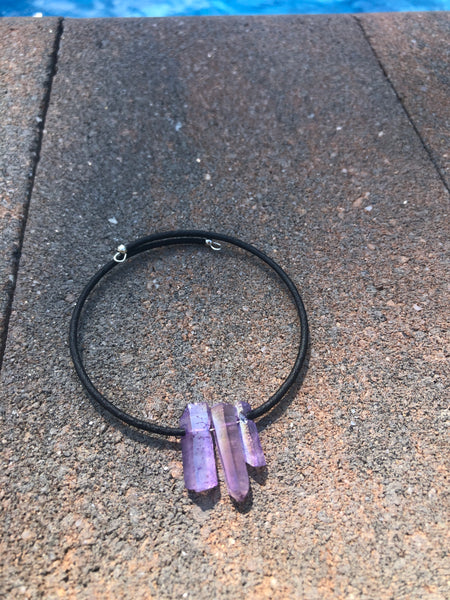 Purple Crystal black bracelet