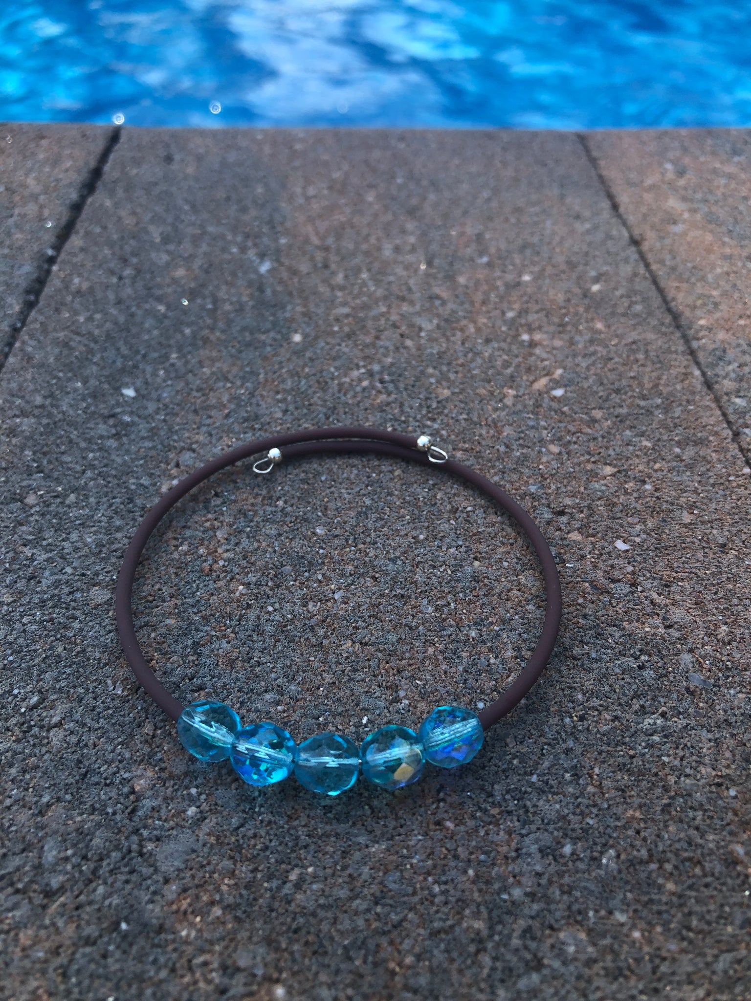 Blue beaded  brown bracelet