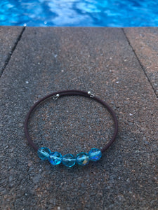 Blue beaded  brown bracelet