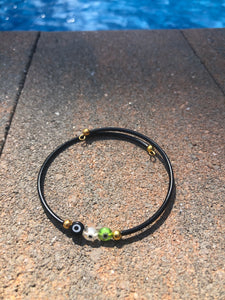 Evil eye black cuff bracelet