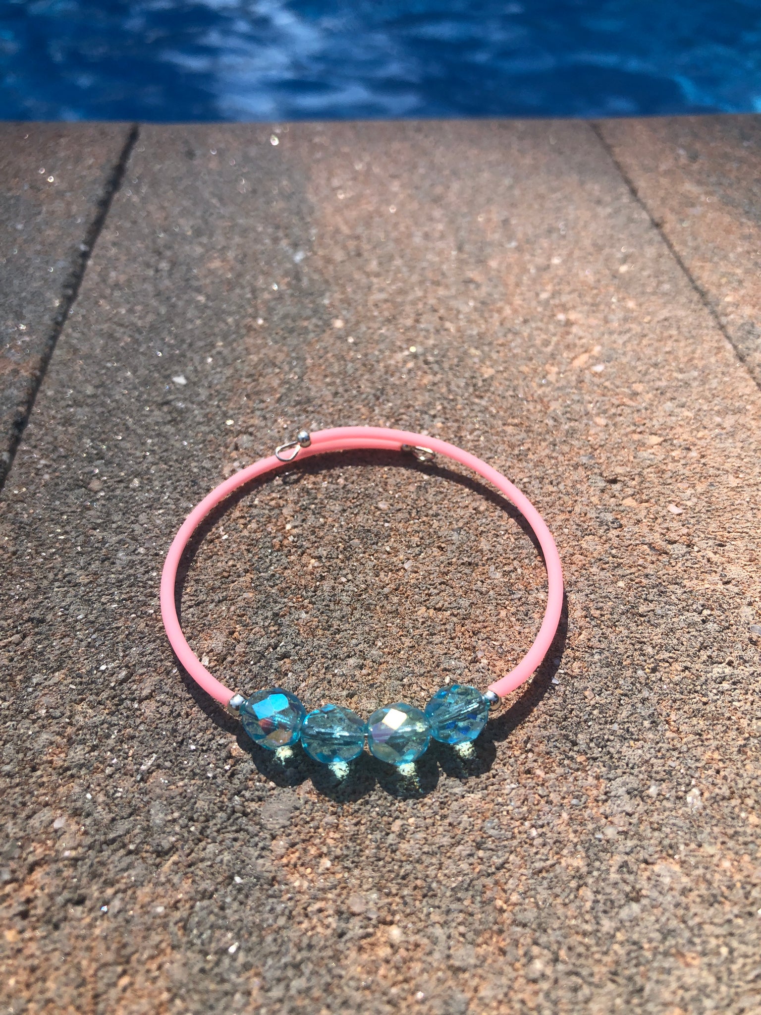 Peach and blue cuff bracelet