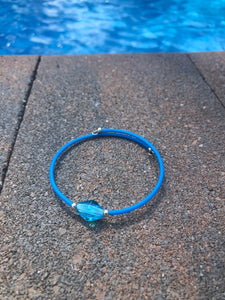 Blue glass on blue cuff bracelet