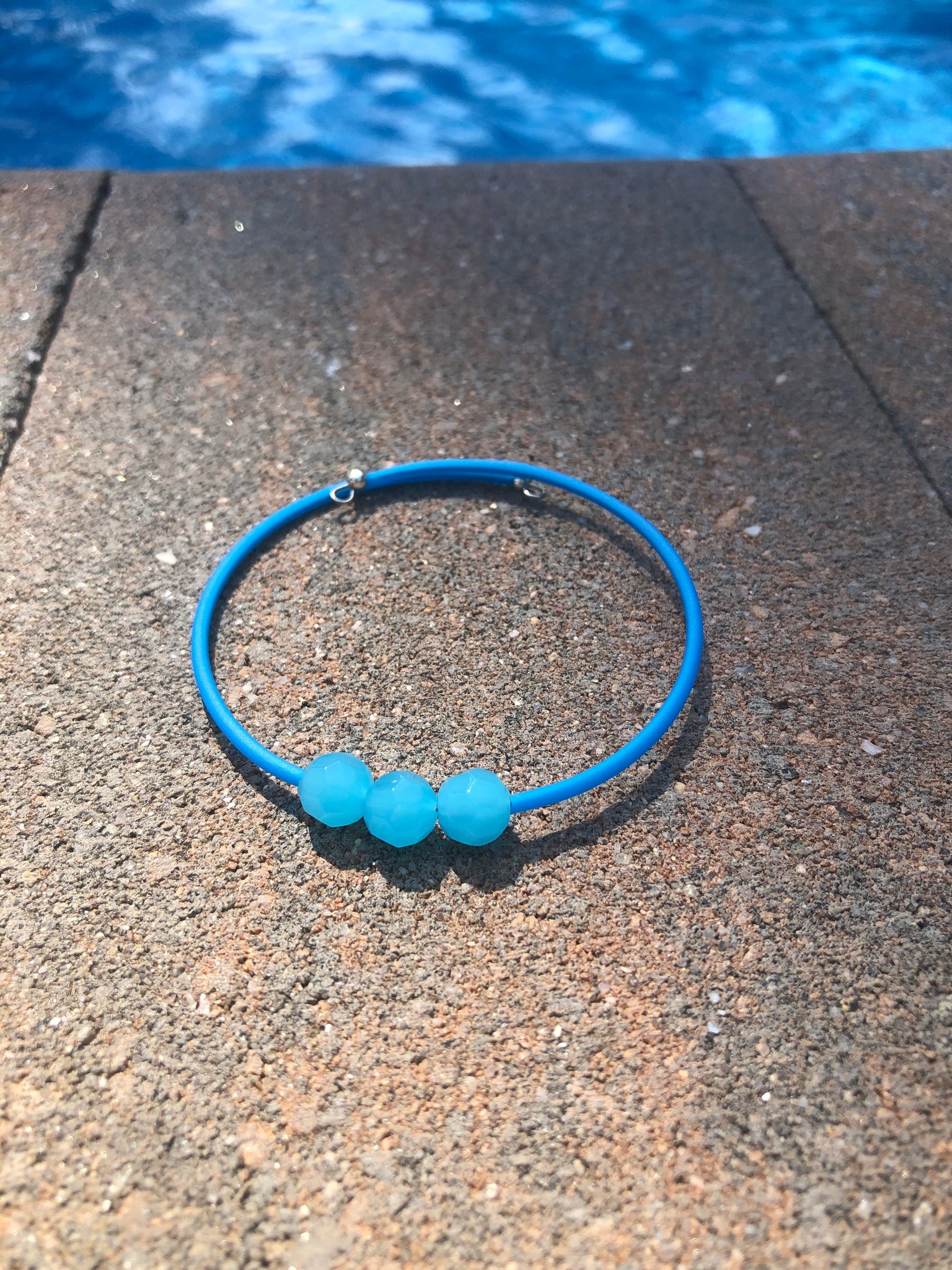 3 Blue Glass cuff bracelet