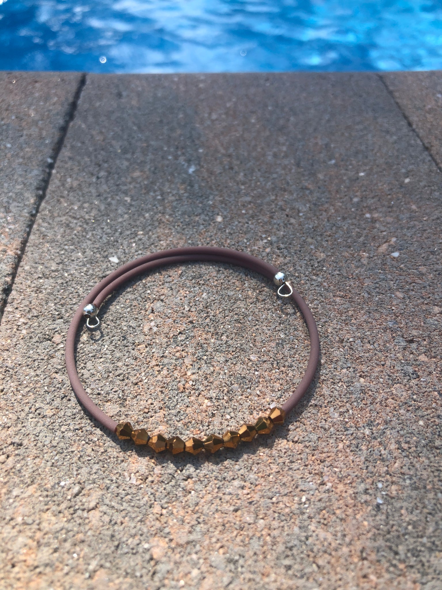 Brown crystal cuff bracelet