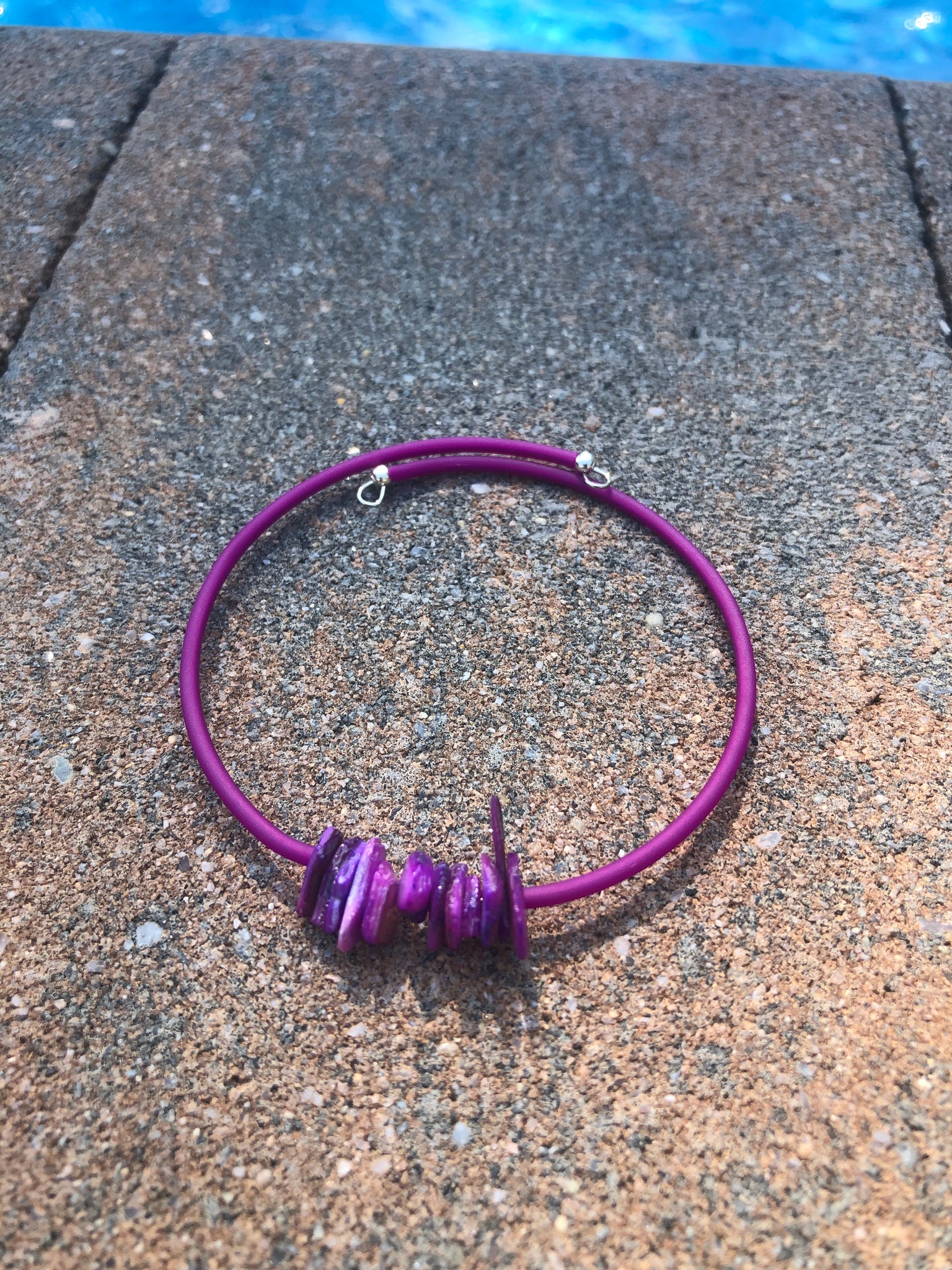 Magenta shell cuff bracelet