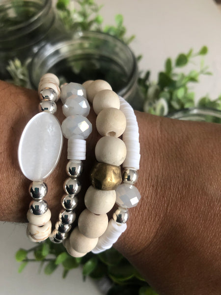 White Bracelet Stack