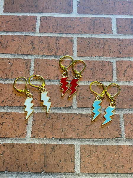 Red Lightening Bolt Earrings