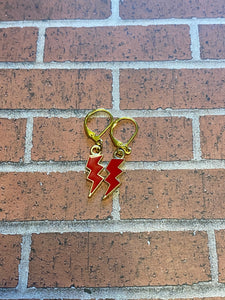 Red Lightening Bolt Earrings