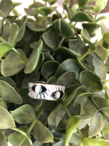 Silver White Evil Eye Ring