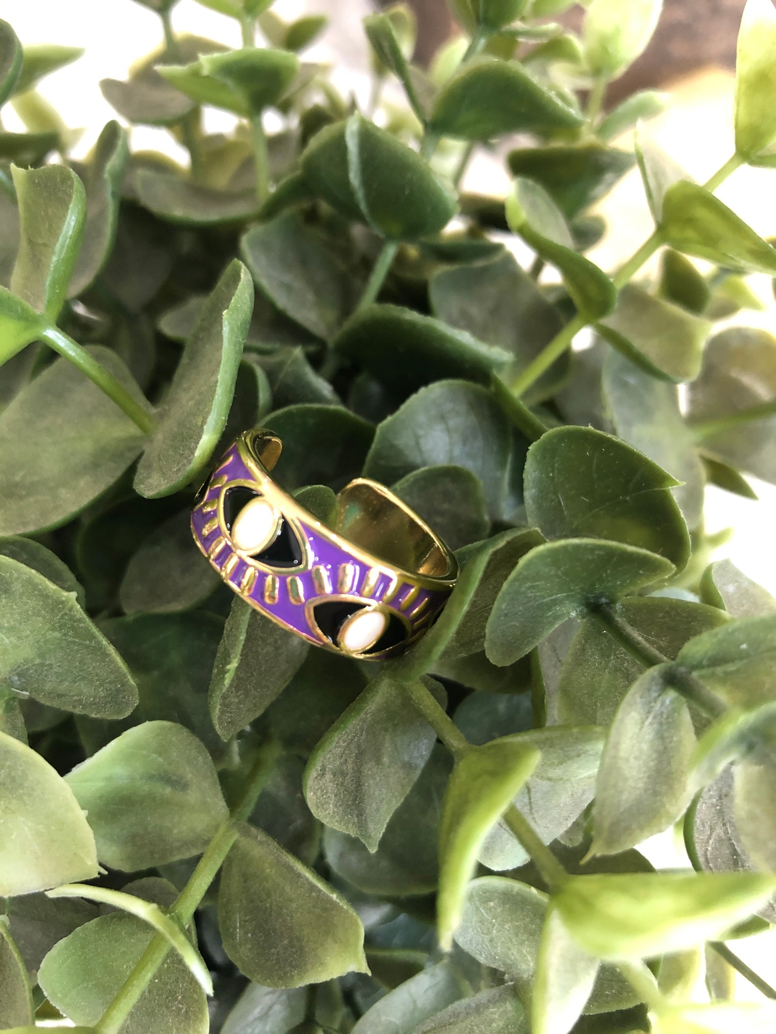 Gold and Purple Evil Eye Ring