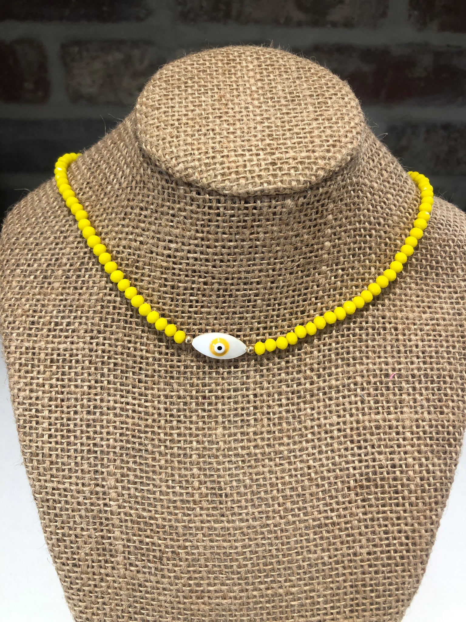 Beaded Evil Eye Yellow Necklace