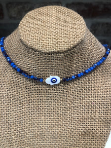 Beaded Evil Eye Blue Necklace