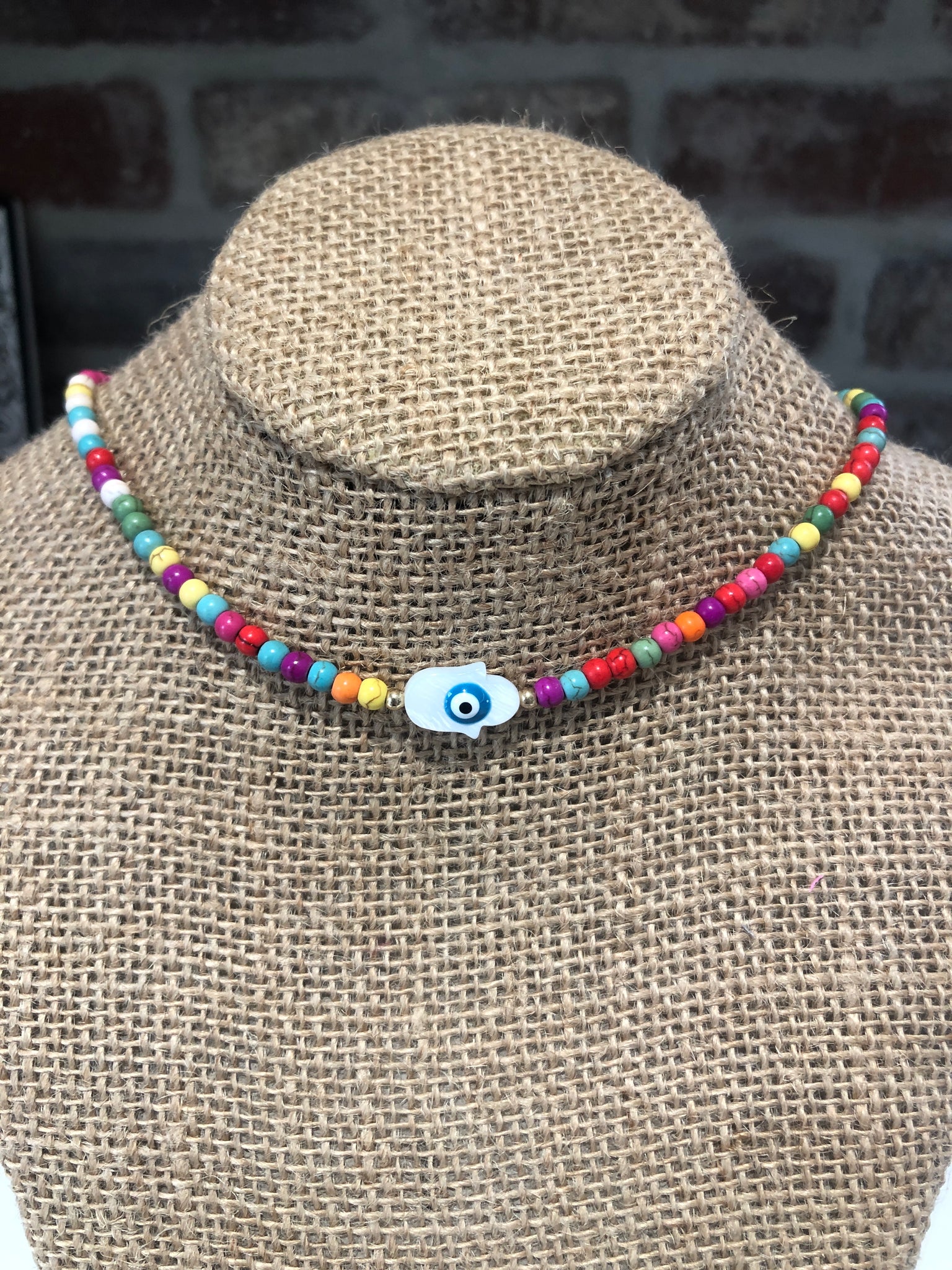 Beaded Evil Eye Multicolored Necklace