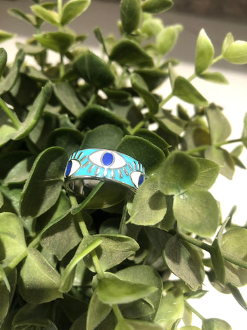 Silver Turquoise Evil Eye Ring