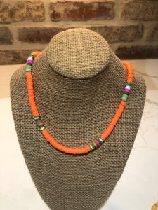 Orange Heshi Bead Necklace and Bracelet Set