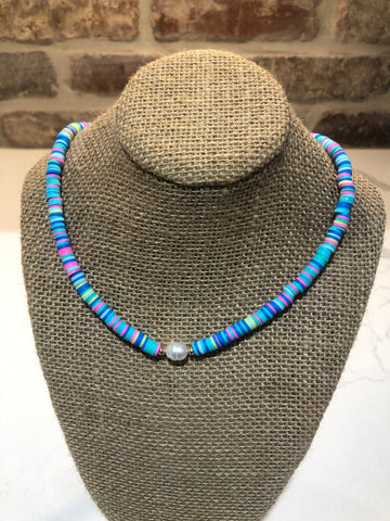 Multi Colored Mother of Pearl Heshi Bead Necklace