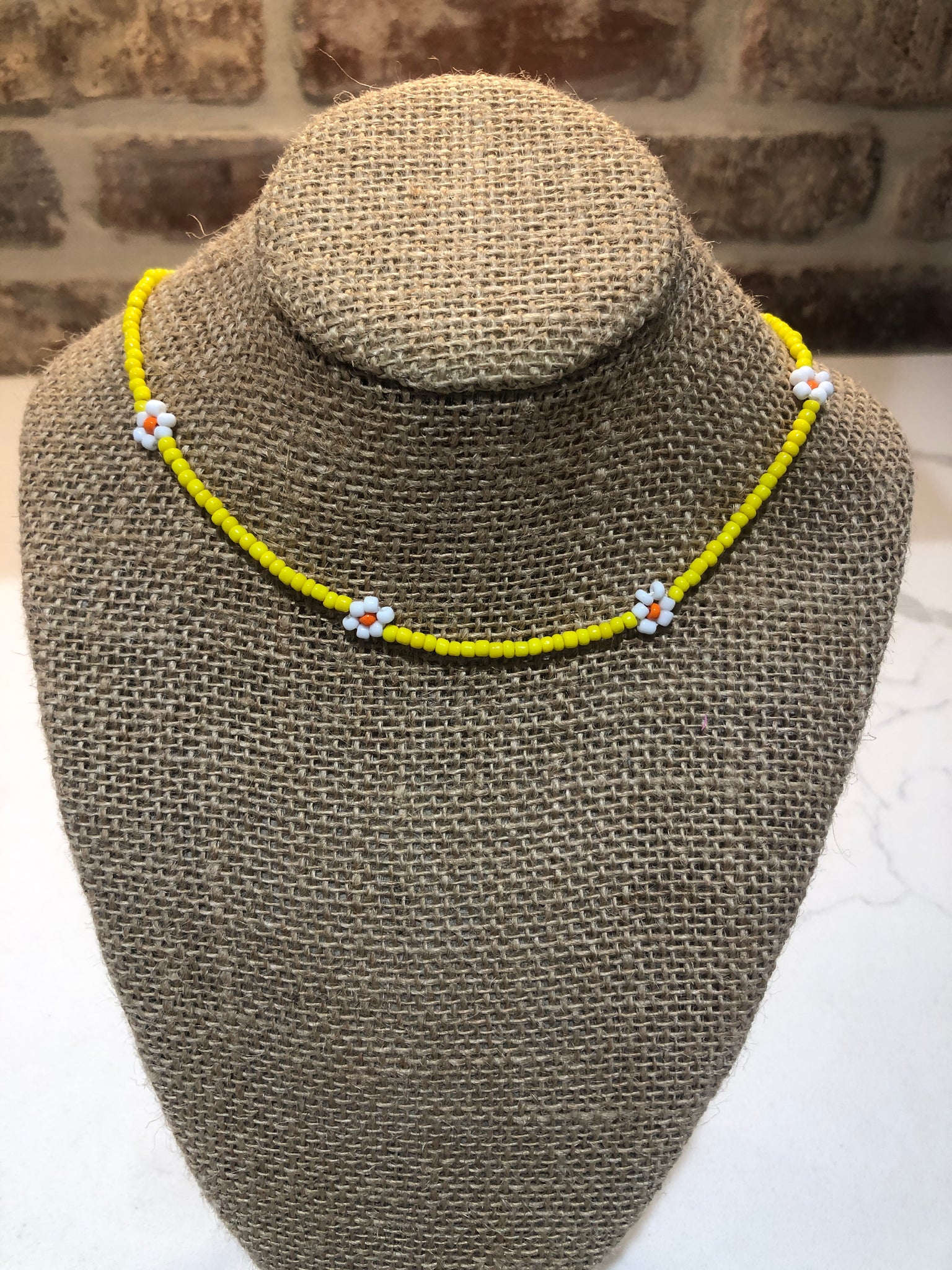 Yellow Daisy beaded Necklace