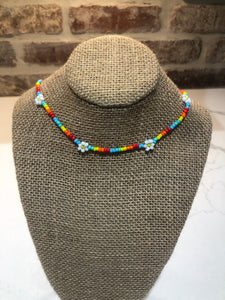 Multicolor Daisy beaded Necklace